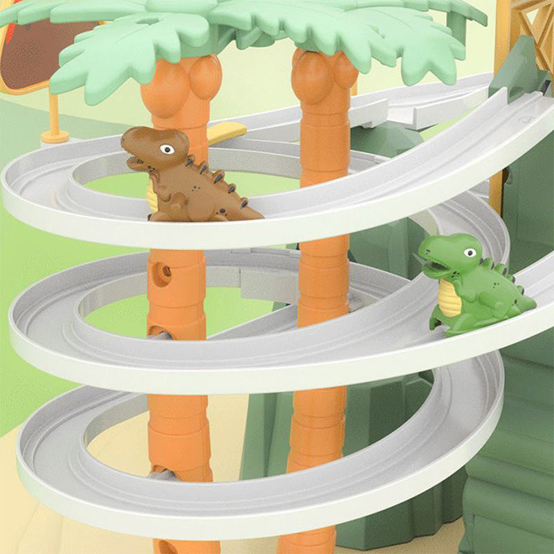 ⏰Limited stock available—grab yours now!🥳Electric Dual Track Dinosaur Slide - Interactive Fun with Track Changes and Lights