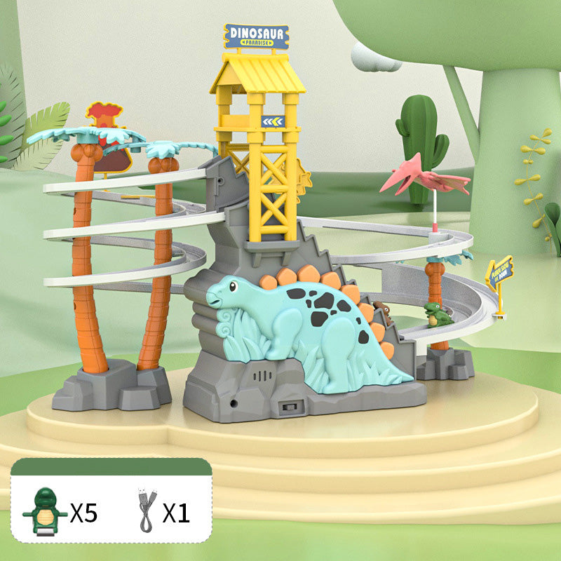 ⏰Limited stock available—grab yours now!🥳Electric Dual Track Dinosaur Slide - Interactive Fun with Track Changes and Lights