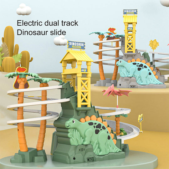 ⏰Limited stock available—grab yours now!🥳Electric Dual Track Dinosaur Slide - Interactive Fun with Track Changes and Lights