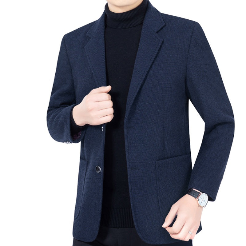 Blazer informal de dous botóns con petos para home, corte informal a medida, estilo versátil🕴️➡️☕➡️🍷