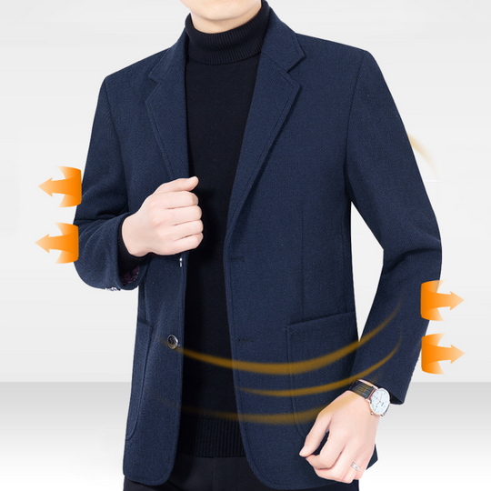 Blazer informal de dous botóns con petos para home, corte informal a medida, estilo versátil🕴️➡️☕➡️🍷