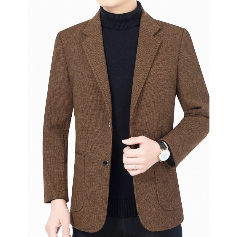 Blazer informal de dous botóns con petos para home, corte informal a medida, estilo versátil🕴️➡️☕➡️🍷