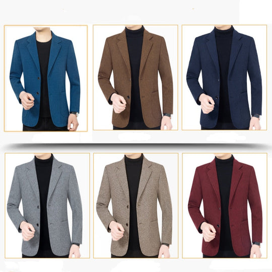 Blazer informal de dous botóns con petos para home, corte informal a medida, estilo versátil🕴️➡️☕➡️🍷