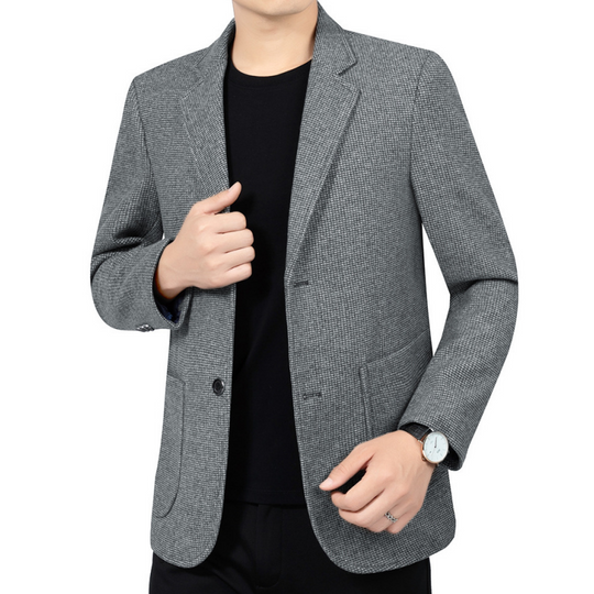 Blazer informal de dous botóns con petos para home, corte informal a medida, estilo versátil🕴️➡️☕➡️🍷