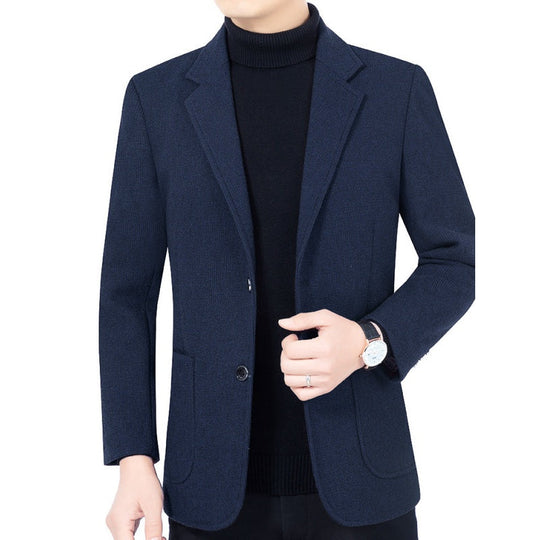 Blazer informal de dous botóns con petos para home, corte informal a medida, estilo versátil🕴️➡️☕➡️🍷