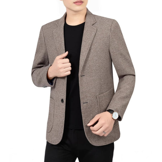 Blazer informal de dous botóns con petos para home, corte informal a medida, estilo versátil🕴️➡️☕➡️🍷