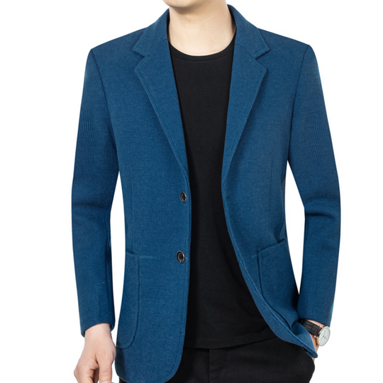 Blazer informal de dous botóns con petos para home, corte informal a medida, estilo versátil🕴️➡️☕➡️🍷