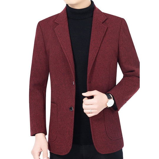 Blazer informal de dous botóns con petos para home, corte informal a medida, estilo versátil🕴️➡️☕➡️🍷