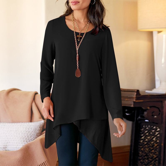 🔥👚 【S-4XL】Women's Long Sleeve Asymmetrical Hem T-Shirt