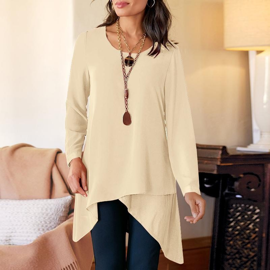 🔥👚 【S-4XL】Women's Long Sleeve Asymmetrical Hem T-Shirt