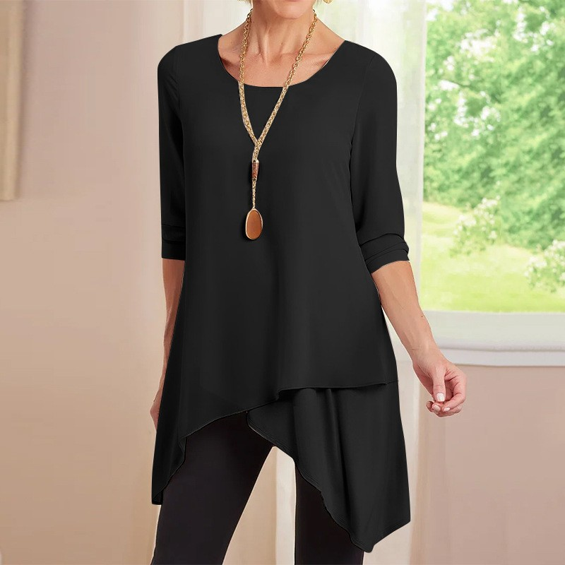 🔥👚 【S-4XL】Women's Long Sleeve Asymmetrical Hem T-Shirt