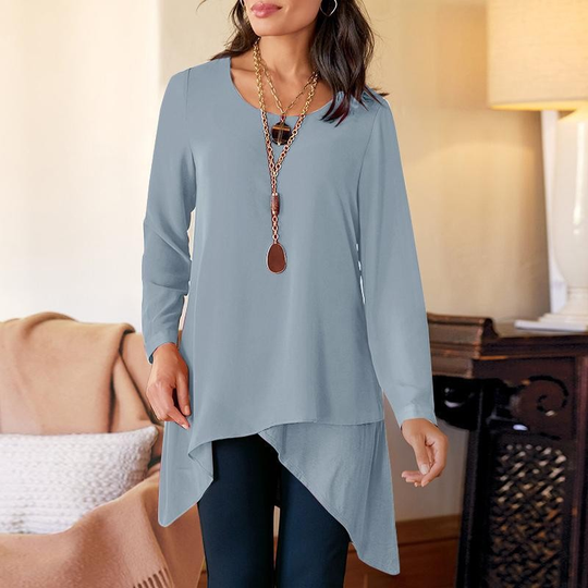 🔥👚 【S-4XL】Women's Long Sleeve Asymmetrical Hem T-Shirt