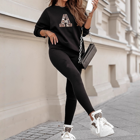 ✨Casual Women's Letter Print Loungewear Set – Cozy Top & Pants for Home & Street Style