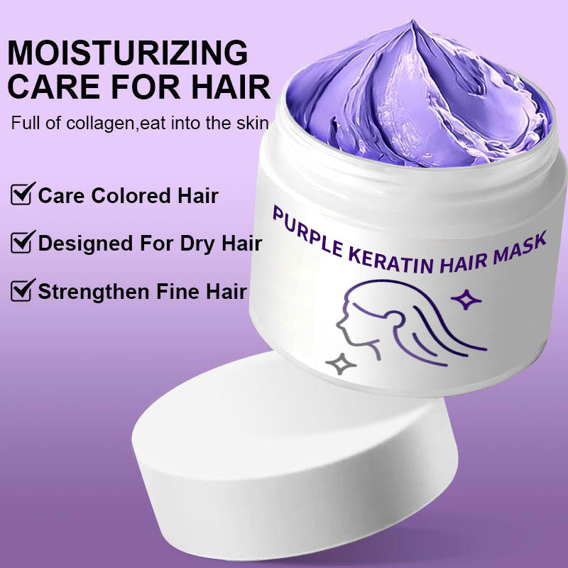 💗LAST DAY - BUY 1 GET 1 FREE💗Purple Keratin Hair Mask - Intense Repair for Curly or Color-Treated Hair, Restores Shine & Softness in 3 Mins🌿🧴