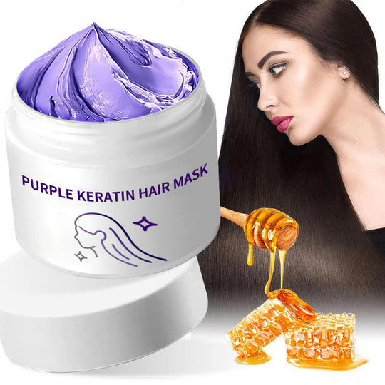 💜BUY 3 GET 2 FREE✨Purple Keratin Hair Mask - Intense Repair for Curly or Color-Treated Hair, Restores Shine & Softness in 3 Mins🌿🧴