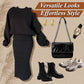 ❄️Early Winter Discount-49% OFF💃Women's Slanted Shoulder Sweatshirt & Sleeveless Dress Set