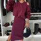 ❄️Early Winter Discount-49% OFF💃Women's Slanted Shoulder Sweatshirt & Sleeveless Dress Set