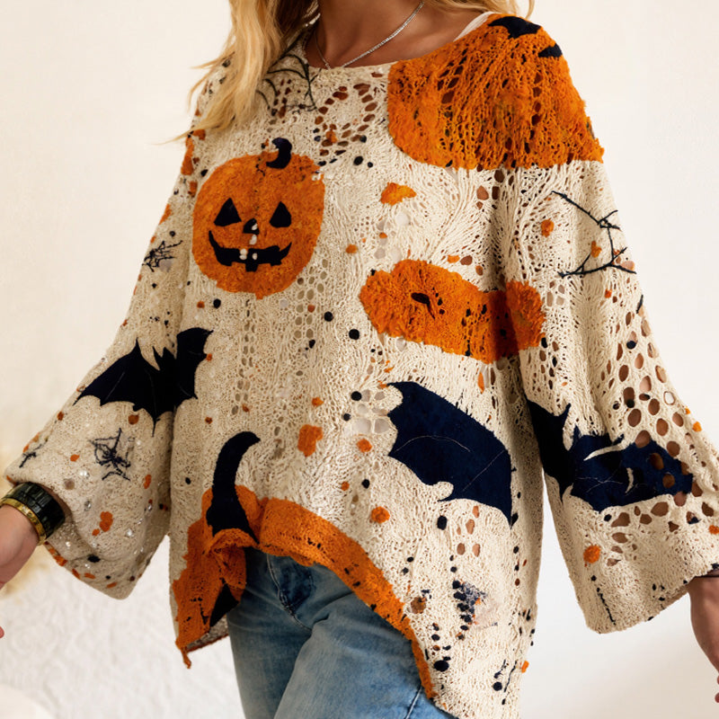 Women's Halloween Loose Fit Batwing Knit Sweater
