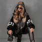 Women’s Patchwork Knit Sleeve Hooded Puffer Jacket