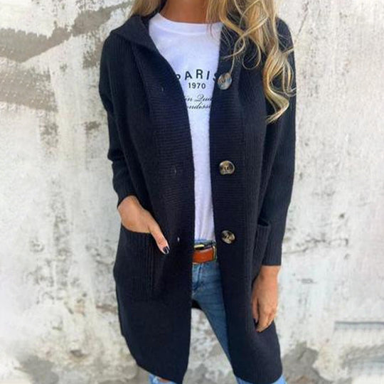Women's Button-Down Hooded Cardigan