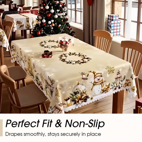 Joyful Festive Classic Christmas Tablecloth
