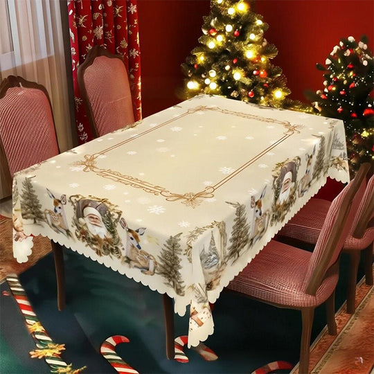 Joyful Festive Classic Christmas Tablecloth