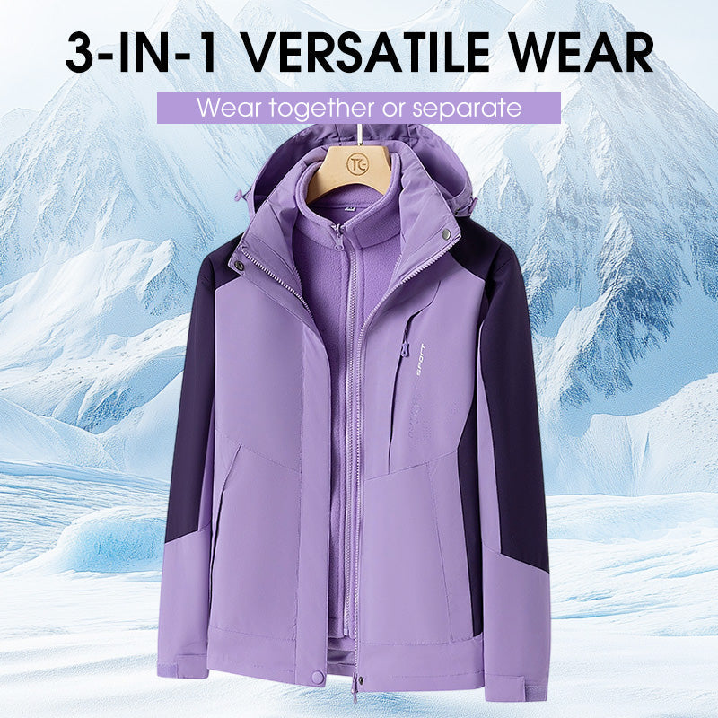 📢60% RABATT!!!⏰Dam 3-i-1-utomhusjacka med trippelskydd och flerfärgad design