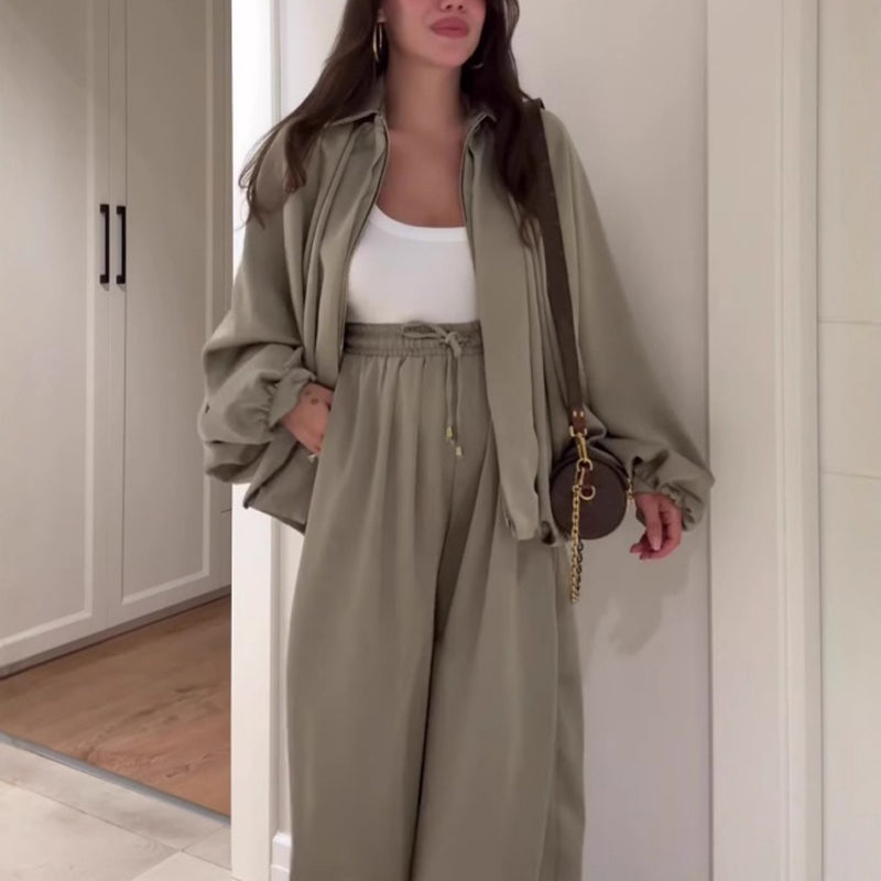 ❄️LAST DAY PROMOTION - 50%OFF 💖 Fit Zip Jacket & Wide-Leg Pants Set✈️Free Shipping