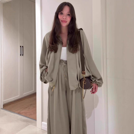 ❄️PROMOZIONE ULTIMO GIORNO - 50% DI SCONTO 💖 Giacca con cerniera aderente & Set di pantaloni a gamba larga✈️Spedizione gratuita