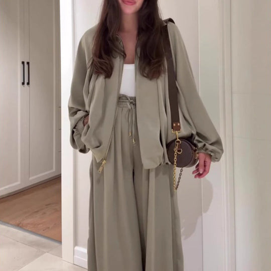 ❄️PROMOZIONE ULTIMO GIORNO - 50% DI SCONTO 💖 Giacca con cerniera aderente & Set di pantaloni a gamba larga✈️Spedizione gratuita