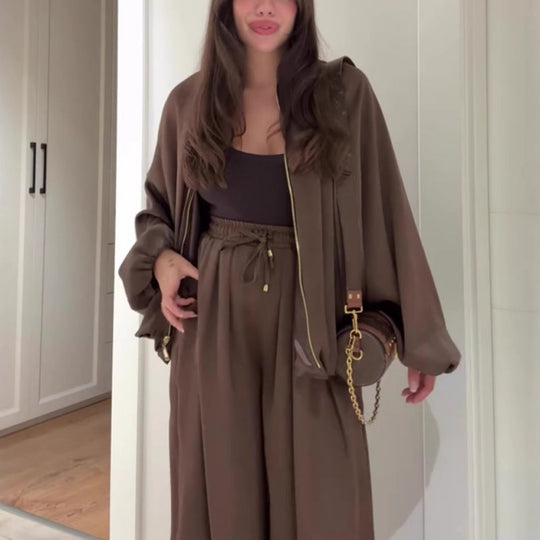 ❄️PROMOZIONE ULTIMO GIORNO - 50% DI SCONTO 💖 Giacca con cerniera aderente & Set di pantaloni a gamba larga✈️Spedizione gratuita