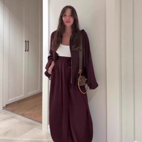 ❄️PROMOZIONE ULTIMO GIORNO - 50% DI SCONTO 💖 Giacca con cerniera aderente & Set di pantaloni a gamba larga✈️Spedizione gratuita