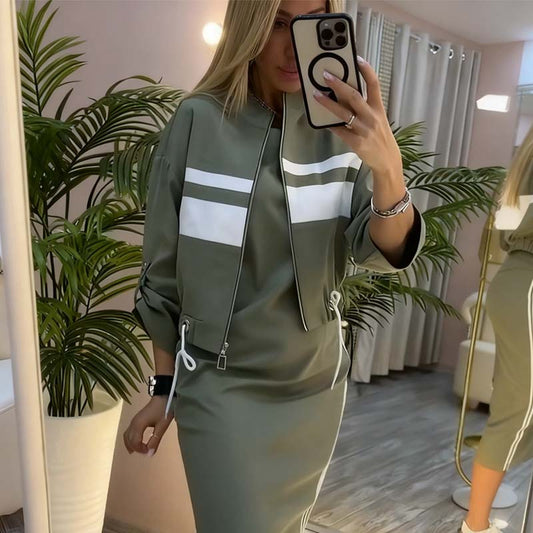 ❄️LAST DAY PROMOTION - 50%OFF 💖 Women's Stand Collar Jacket & Dress Set