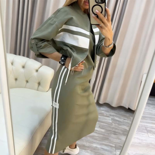 ❄️LAST DAY PROMOTION - 50%OFF 💖 Women's Stand Collar Jacket & Dress Set