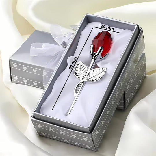 Rosa di cristallo in metallo con amore eterno, regalo senza tempo per San Valentino, festa della mamma, compleanni e anniversari, resistente all'acqua & Decorazione regalo personalizzata con design in cristallo resistente per matrimonio