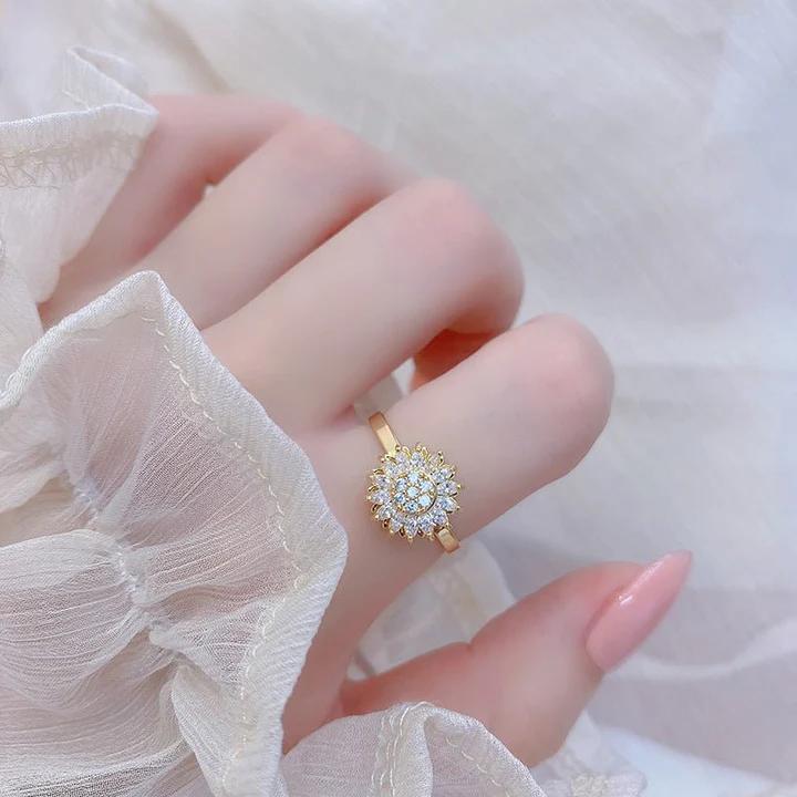 Snurrande solrosbekymmersring för ångestlindring - perfekt present till vänskap och familj