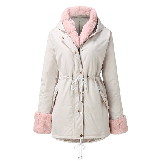 Women’s Parka Jacket with Removable Fluffy Trim