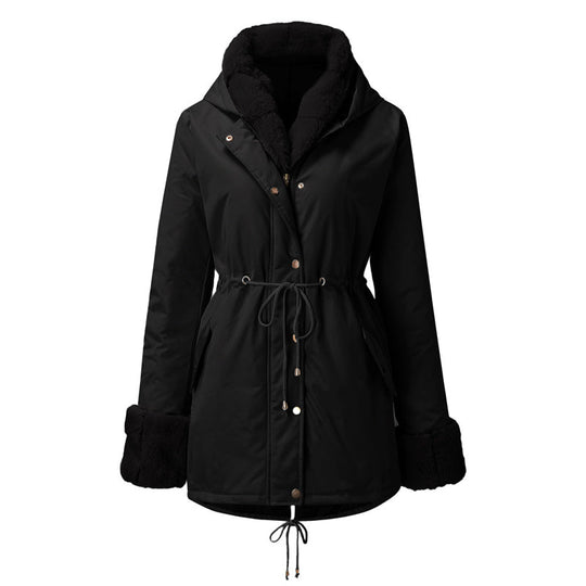 Women’s Parka Jacket with Removable Fluffy Trim