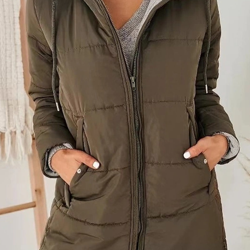 Solid Color Hooded Slim Fit Jacket