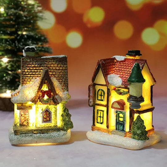 Miniatyr LED-upplyst julbyhus