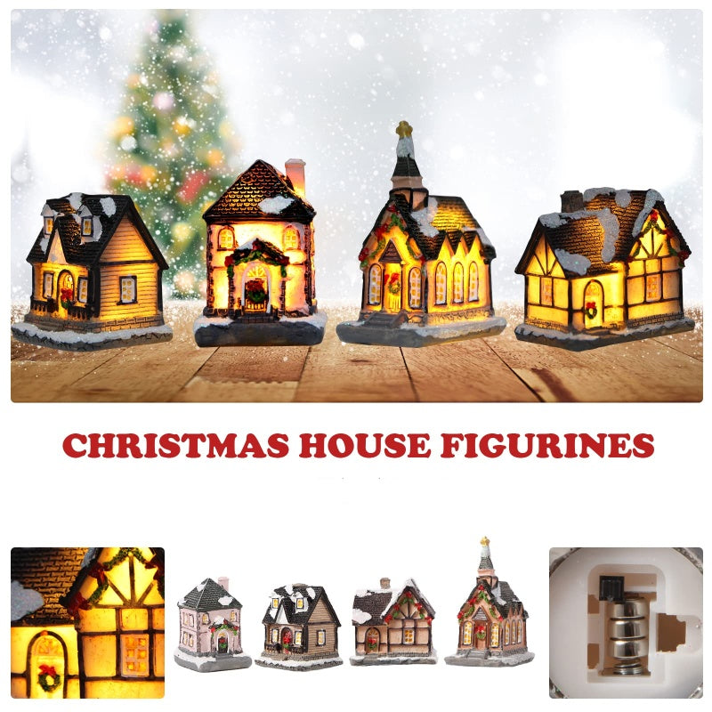 Casa de Nadal en miniatura iluminada con LED