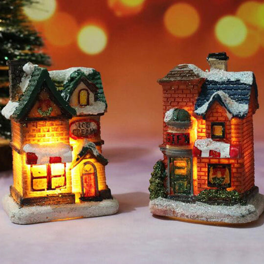 Miniatyr LED-upplyst julbyhus