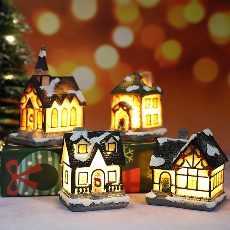 Miniatyr LED-upplyst julbyhus