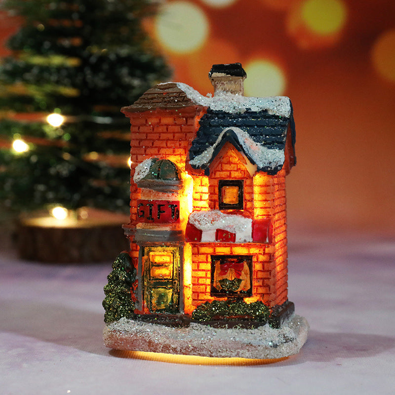 Miniatyr LED-upplyst julbyhus