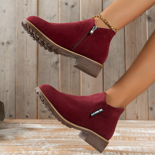 Stivaletti da donna con tacco basso con cerniera laterale