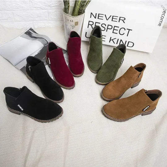 Stivaletti da donna con tacco basso con cerniera laterale