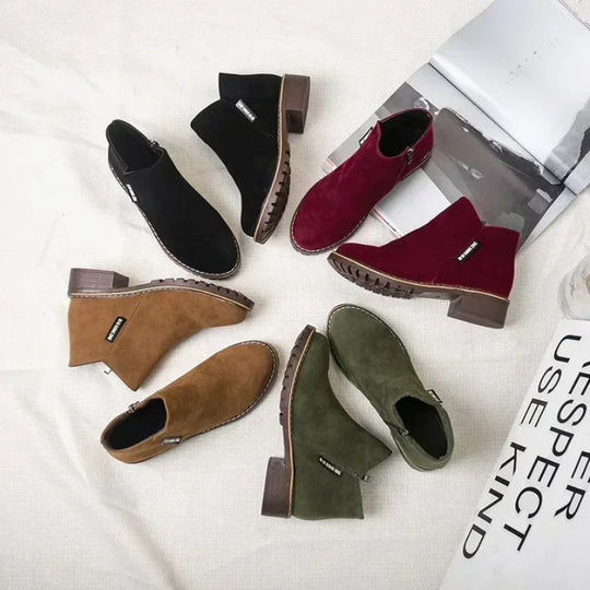 Stivaletti da donna con tacco basso con cerniera laterale