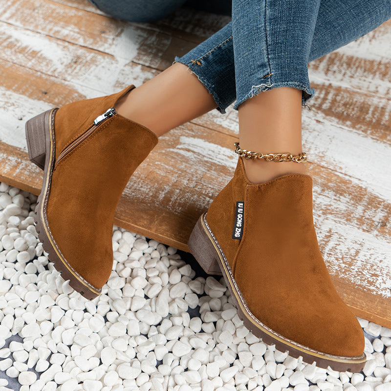 Stivaletti da donna con tacco basso con cerniera laterale