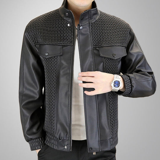 Chaqueta de coiro de tecido de cebada de moda masculina