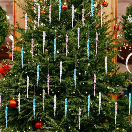 12PCS Glittering Christmas Tree Icicle Decorations